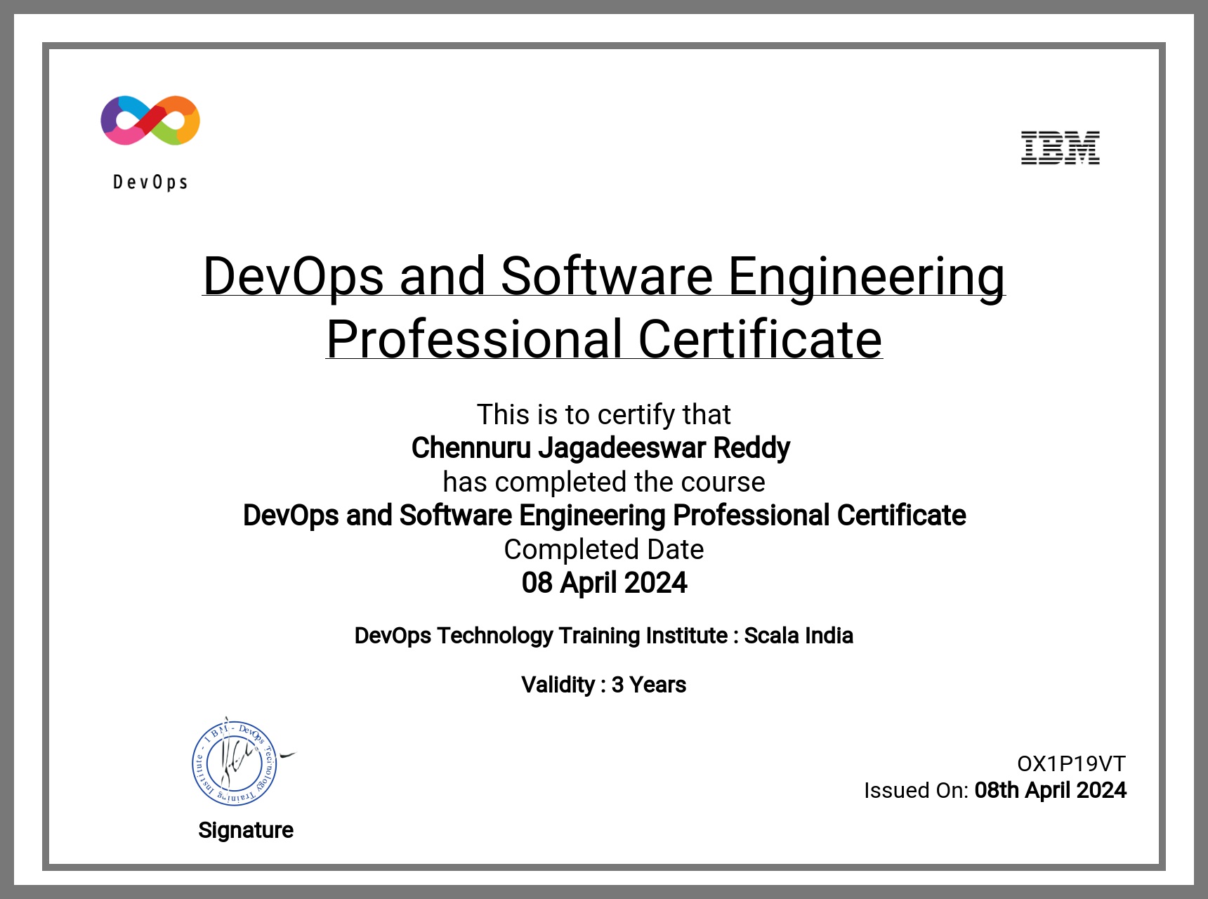 Dev ops Certificate